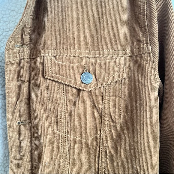 Sunrise Kingdom Corduroy Brown Sherpa Lined Trucker Jacket Size Small - Picture 7 of 9
